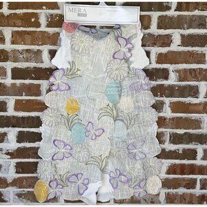 Mera Linens Table Runner Cut Out Spring Butterflies Flowers Easter Eggs 14"x 72"